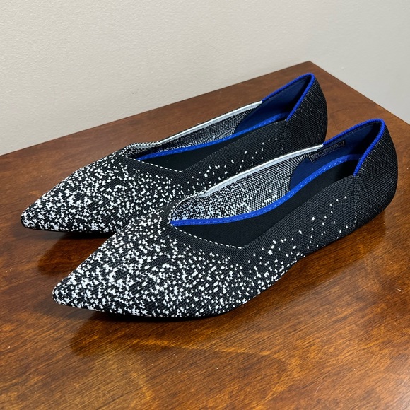 New pointed toe knit black white gradient slip on flats size 8 - Picture 3 of 13